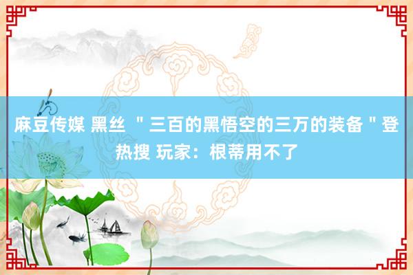 麻豆传媒 黑丝 ＂三百的黑悟空的三万的装备＂登热搜 玩家：根蒂用不了