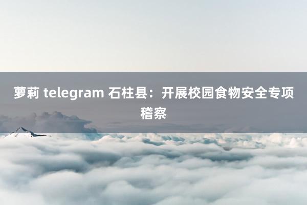 萝莉 telegram 石柱县：开展校园食物安全专项稽察