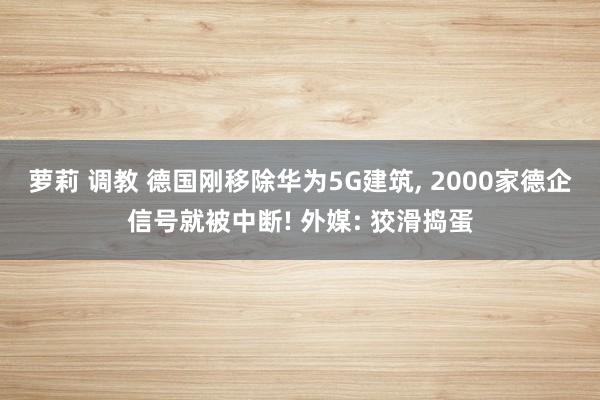 萝莉 调教 德国刚移除华为5G建筑， 2000家德企信号就被中断! 外媒: 狡滑捣蛋